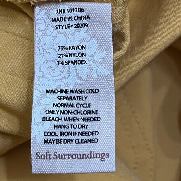 Soft Surroundings Pull on Cuffed Shorts XL Mustard Rayon Nylon Spandex - Picture 6 of 6